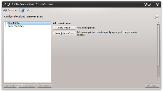 KDE add new printer