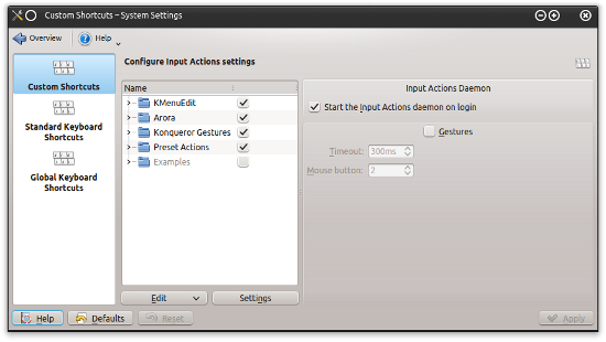 KDE shortcut settings