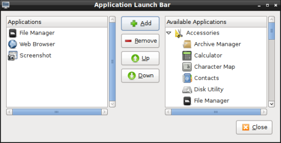 Add apps to panel