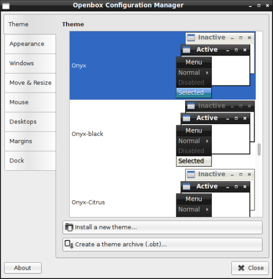 Openbox configuration manager