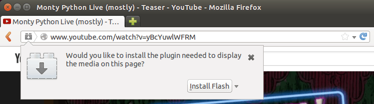 Flash plugin prompt